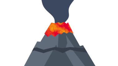 Mavi duman yükselirken, volkanik patlamanın dramatik yoğunluğunu ve sıcaklığını tam ivmeyle yakalayarak merkezi bir delikten lav püskürür.