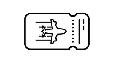 Bir uçak sembolü, uçak rezervasyonunu, seyahat kartlarını veya uçak rezervasyonlarını temsil eden bir grafik bilet.