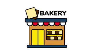 Pasta ikonlarıyla dolu bir pastane vitrininde taze pişmiş yiyecekler, günlük erzaklar ve yerel gıda kuruluşlarına toplu erişim sembolize ediliyor.