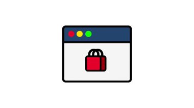 Alışveriş poşeti simgesine sahip tarayıcı penceresi e-ticareti, dijital perakende satış platformlarını ve modern çevrimiçi tüketici satın alma alışkanlıklarını simgeler