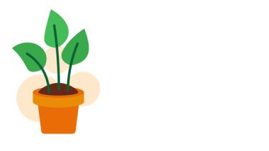 Beyaz arka planda büyüyen bir bitkinin minimalist animasyonu büyüme, bakım, sürdürülebilirlik ve barışçıl doğal estetiği sembolize eder.