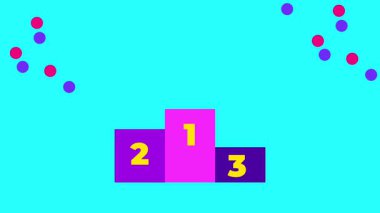 Konfetilerle süslenmiş renkli bir podyum, başarıyı, başarıyı ve zirveye ulaşmanın heyecanını temsil ediyor.