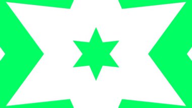 Yeşil ve beyaz geometrik şekilli hareket eden yıldızlar optik bir illüzyon ve göz alıcı hareket efekti oluşturur.