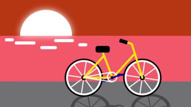 Sarı bir bisiklet gün batımının soluk ışığında dinleniyor, ılık ve yumuşak arka plan renkleriyle huzurlu ve nostaljik bir ruh hali sergiliyor.