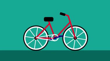 Göze çarpan parlak kırmızı bir bisiklet, parlak bir estetik için her iki tekerleği ve çerçeveyi göstermek için mükemmel bir şekilde hizalanmış.