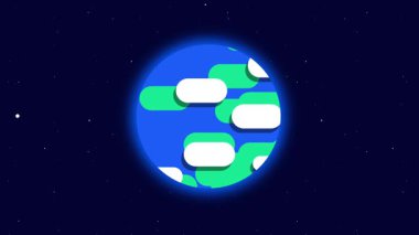 Dünyayı çevreleyen bulutlarla dolu renkli bir sanatsal tasvir. Yaşamı, doğayı ve uzaydaki gezegenimizin güzelliğini temsil ediyor.