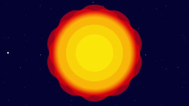 Güneş 'in güneş sistemimizdeki ışık, sıcaklık ve yaşamın kaynağını temsil eden, uzayda parlayan sanatsal bir tasviri.