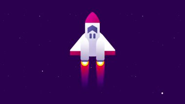 Güçlü bir roket, alev alev yanan motorlarıyla uzayın bilinmeyen engin karanlığına doğru yükseliyor.