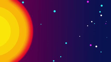 Işık saçan güneş, kozmik bir ışık ve parlaklıkla sayısız uzak yıldızla çevrili cesurca parlıyor.