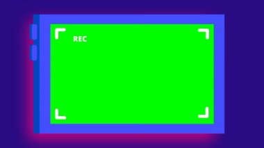 Göstergelerle dolu yeşil bir kayıt ekranı, modern teknolojiyi simgeliyor, canlı yakalama, dijital izleme ve yenilikçi medya yaratıcılığını simgeliyor
