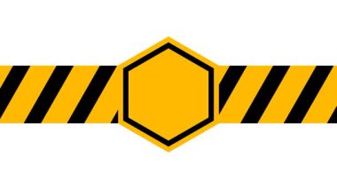 Kalın renk ve desenlere sahip bir inşaat afişi, bölgede güvenlik, düzen ve yönetmelik sağlanarak kısıtlı erişime işaret ediyor.