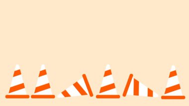 Yere bir dizi turuncu trafik konisi yerleştirildi. Yasak alanları, inşaat işlerini ve güvenlik önlemlerini simgeliyor.