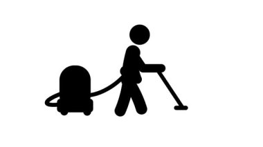 Bir insan yerleri süpürür, temizliği, disiplini ve hijyenik ve düzenli bir yaşam alanını korumak için sürekli çabayı sembolize eder.