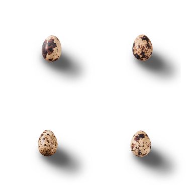 Quail eggs with shadows seamless pattern, eggs isolated on white background, top view