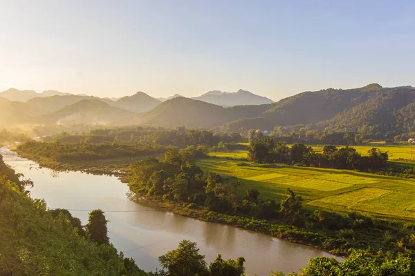 stock image Panoramic image of Binh Lieu mountains area in Quang Ninh province in northeastern Vietnam. This is the border region of Vietnam - China. High-quality photo