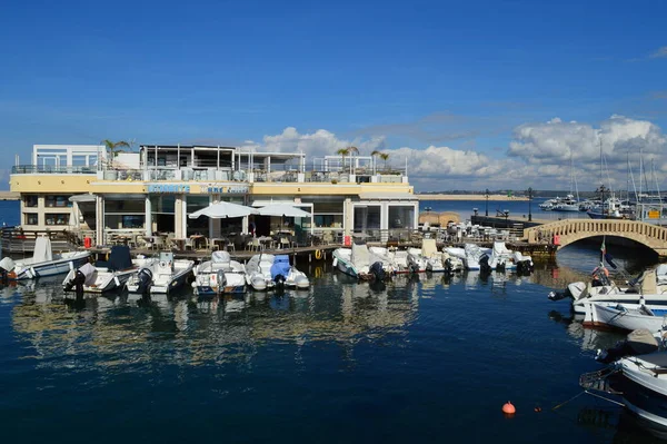 Panorama Port Gallipoli Avec Restaurant Dans Mer — Photo