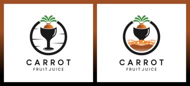 Havuç suyu ya da ikon logosu tasarımı, bardaktaki havuçların vektör çizimi