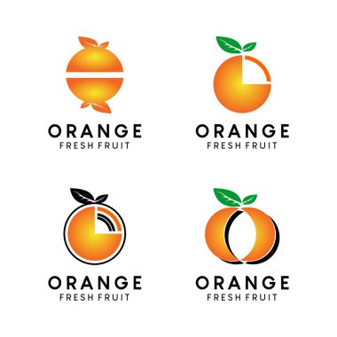 Basit bir turuncu meyve ikonu logosu koleksiyonu