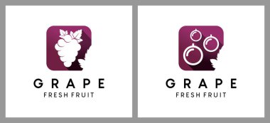 Basit üzüm meyvesi simgesi logosu tasarımı, üzümlü meyve ikonu illüstrasyonu