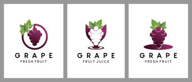 Yaratıcı konsept, meyve yemeği ve içecek logo illüstrasyonuna sahip üzüm meyve ikonu logosu tasarımı