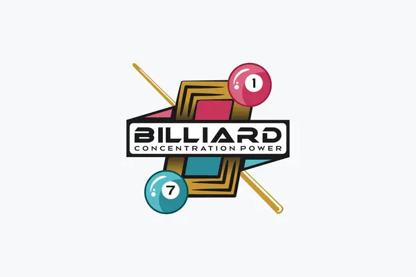 Eski tarz masa simgesi konseptiyle bilardo rozeti logosu tasarımı
