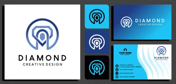 A konsepti ve kartvizit tasarımı, vektör illüstrasyonlu elmas logo tasarımı şablonu