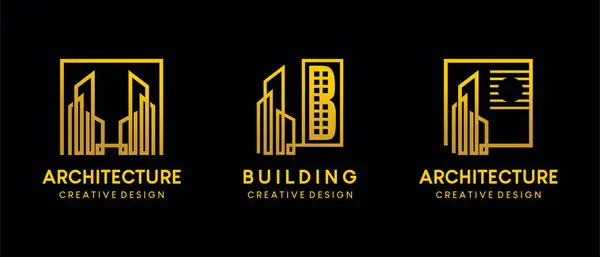 Çizgi sanatı konsepti, vektör illüstrasyonlu mimar logo tasarımı