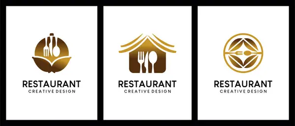 Yaratıcı ve basit fikirleri olan bir restoran logosu koleksiyonu.