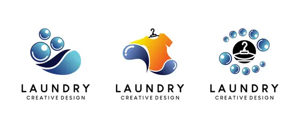 Çamaşır vektörü illüstrasyon logosu tasarımında giysi ve su simgesi öğeleri kavramı