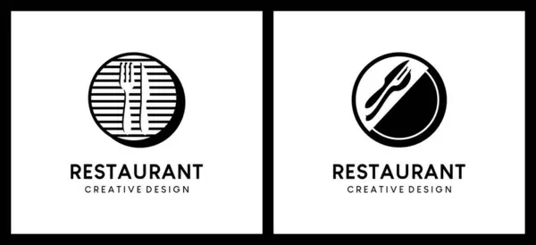 Restoran logosu tasarımı ve çatal bıçak seti konsepti.