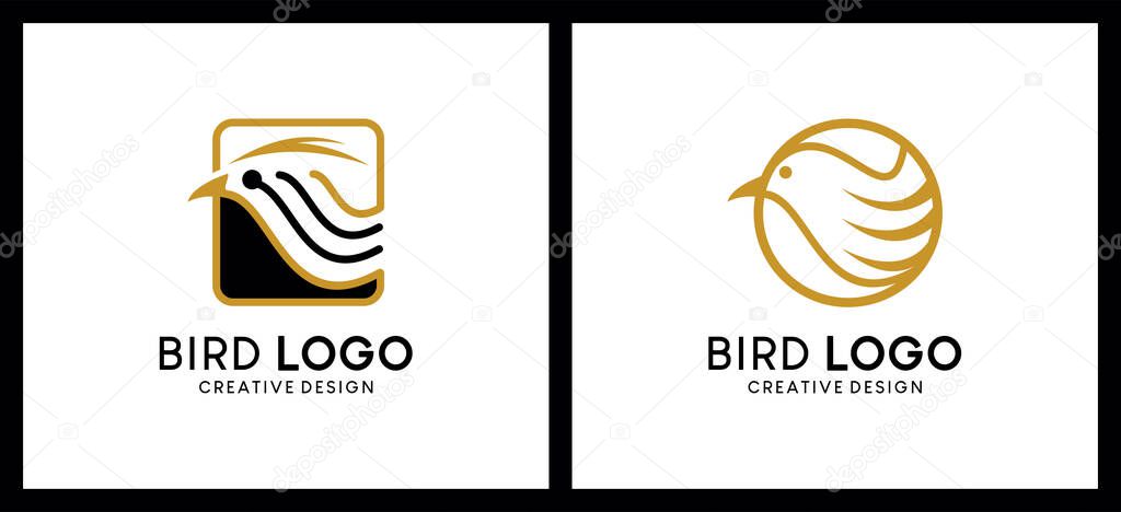 Bird's head logo design with creative luxury line art concept