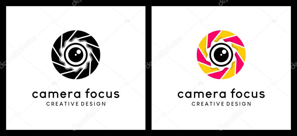 Camera lens icon logo design, photography and studio logo vector illustration