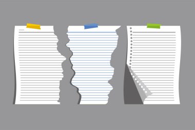 Renkli ve yırtık konseptli kâğıt kaplamalı vektör boş