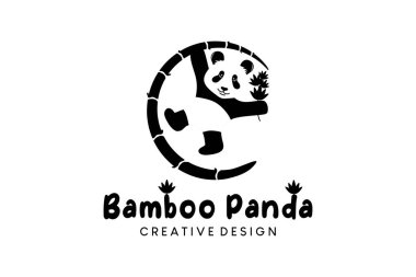 Bambu asma stili panda logosu tasarımı