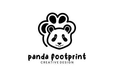 Pandaların ayak izleriyle panda logosu tasarımı sanat tarzı