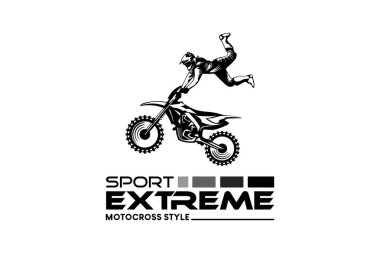 Motokros logosu tasarımı, siyah beyaz freestyle motokros ekstrem spor
