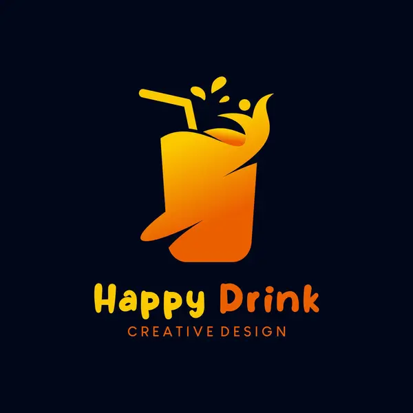 Logo tasarımı, turuncu renkli yaratıcı konseptli mutlu bir içecek.