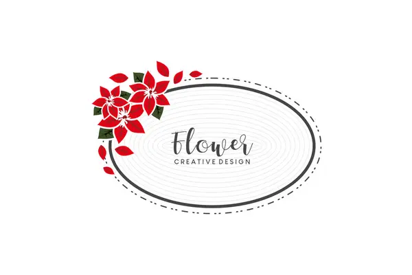 Vektör çiçek süsü oval çerçeve tasarımı
