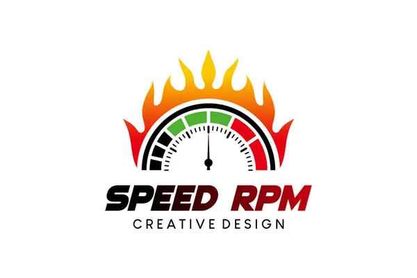 RPM logo tasarımı, otomotiv logosu için devir hızı ve yaratıcı ateş kavramı