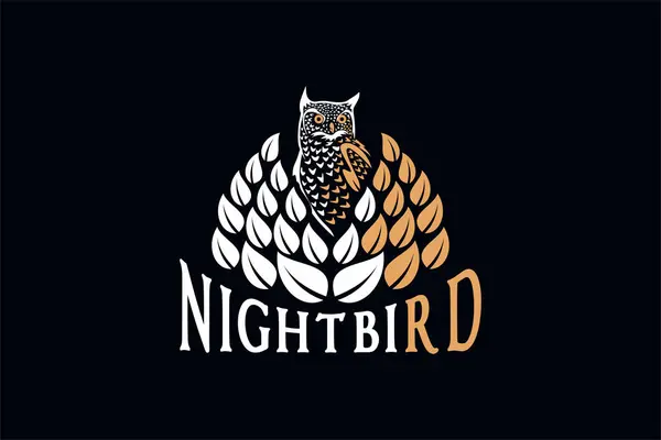 Baykuş ya da gece kuşu logosu yaratıcı yaprak konseptiyle tasarlandı