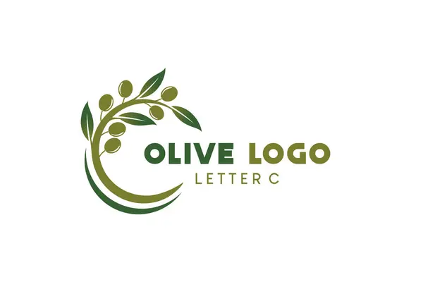 C harfli zeytin logosu tasarımı, doğal yeşil zeytin vektörü çizimi