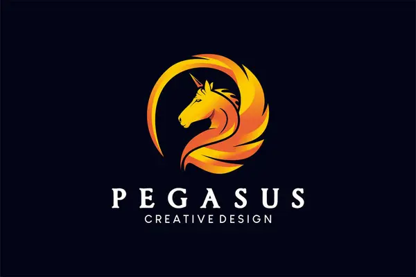 Renkli Pegasus logosu tasarımı, kanatlı at vektör çizimi