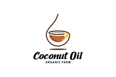 Saf hindistan cevizi yağı damlası logo vektör çizimi tasarımı