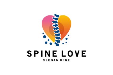 Omurga bakım logosu tasarımı, aşk konseptiyle omurganın silüeti.