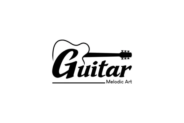 Akustik gitar logosu tasarım şablonu, basit vektör gitar müzik sanatı logosu