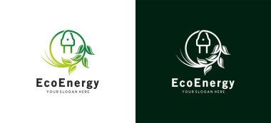Eko güç logosu yenilenebilir doğal yeşil enerji. Çevre dostu elektrik enerjisi