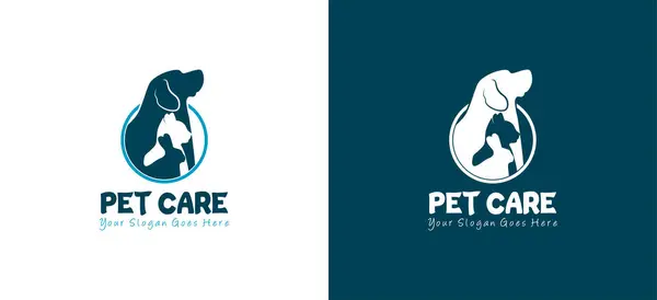 Evcil hayvan logosu tasarımı için köpek, kedi ve tavşan vektör siluetleri