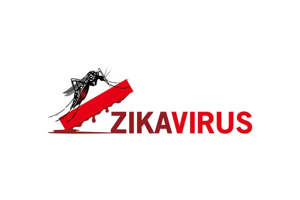 Zika virüsü logo tasarım vektörü. Kan emen sivrisinek ısırığı uyarı simgesi