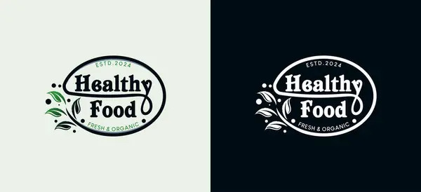 Yaprak sembollü doğal sağlıklı yeme etiketi tasarım şablonu