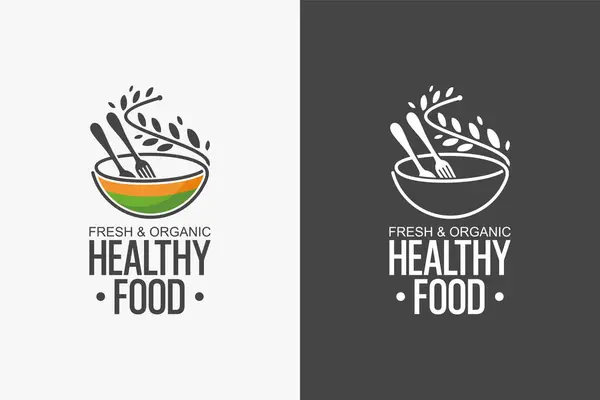 Doğal gıda restoranı gıda logosu tasarımı, kase sembollü organik gıda logosu.